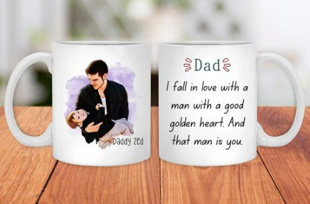 Custom Cartoon Photo with Custom Wishes for Dad Mug